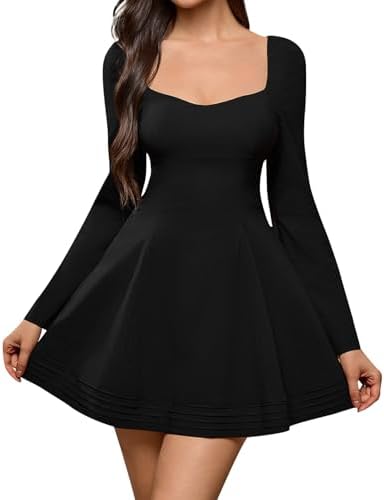 Amazon.com: METOES Women's 2024 Black Short Mini Dress Swan Neck